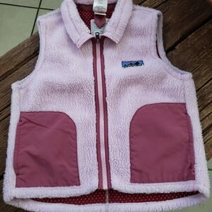 Patagonia Kids Light Pink Fleece Vest Size XS 5-6